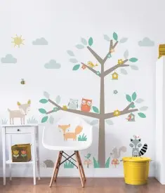 Woodland Tree & Friends Large Character Sticker Bedroom Scene Web - 44647